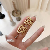 HIGH END VINTAGE GOLD BRAIDED EARRINGS_CWAJE1637