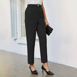 Woven Elastic-Waisted Anti-Wrinkle Suit Pants