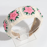 PASTORAL STYLE KNITTED FLOWER BRAIDED HEADBAND_CWAHA2261