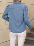 Solid Color Temperament Lapel Denim Shirt