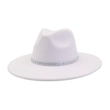 Unisex Wool Fedora Hat Ethnic Flat Brim Style_Cwah04387