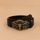 Vintage Embossed Belt Engraved Bull Head Style Belt_Cwmm3943