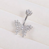 NEW CZ BUTTERFLY STAINLESS STEEL NAVEL RING_CWMM9373
