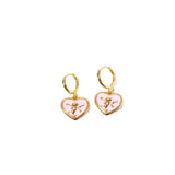 PINK ENAMEL HEART EARRINGS ANGEL VINTAGE STYLE_CWAJE5087