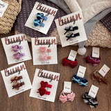 Velvet Bow Heart Clips Kids Sweet Style_Cwaha08369