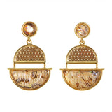 HALF CIRCLE POLKA DOT COLORFUL ABALONE EARRINGS_CWMM4349