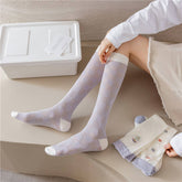 RETRO PLAID FLORAL COTTON SOCKS_CWMS0645