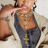 PEARL COLORFUL FLOWER RHINESTONE NECKLACE_CWMM5343