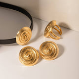 STYLISH HAMMERED SPIRAL HOOP THREE PIECE SET_CWAJE1372