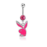 BUNNY PLAYBOY CZ BELLY BUTTON PIERCING_CWMM9238