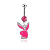 BUNNY PLAYBOY CZ BELLY BUTTON PIERCING_CWMM9238
