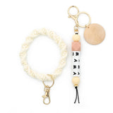MAMA LETTER BRAIDED SILICONE BEAD KEYCHAIN_CWMM6880