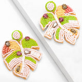 BOHEMIAN HANDMADE WOVEN RICE BEAD LEAF EARRINGS_CWAJE1018