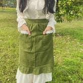 HALF LENGTH LINEN COTTON AND LINEN LACE APRON_CWMM5798