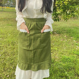 HALF LENGTH LINEN COTTON AND LINEN LACE APRON_CWMM5798