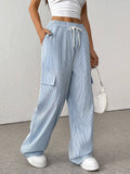 Versatile High-Waisted Striped Wide-Leg Pants