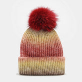 GRADIENT WARM POM POM KNITTED HAT_CWAH1618
