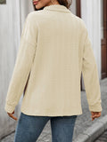 Solid-Color Lapel Button Long-Sleeved Sweatshirt