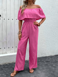 Wide-Leg One-Shoulder Solid Color Pant Jumpsuit