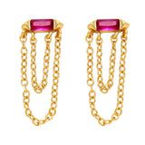 COLORED ZIRCON CHAIN TASSEL EARRINGS_CWAJE1020