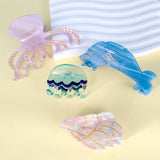 OCEAN BEACH FISH SEASHELL ACRYLIC HAIR CLAW CLIPS _CWAHA0552