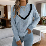 Wooden Ear Side Long Sleeve Hollow Sweater