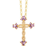 COLORED ZIRCON CROSS PENDANT NECKLACE_CWAJE0910