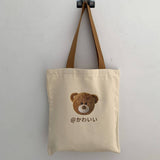Tote Bags Canvas With Cute Bear Head Pattern_Cwab2054