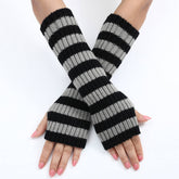 Warm Color-Block Striped Wool Gloves_Cwag0094