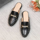 Women Single Shoes Round Toe Rhinestone Mules