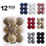 8CM 12PCS GLITTER XMAS BALL ORNAMENT SET_CWMM9871
