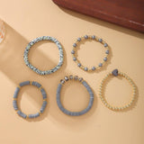 SOFT CLAY ELASTIC CORD HEART BRACELET SET_CWMM3519