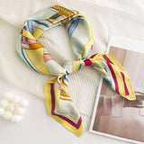 GEOMETRIC FLORAL SATIN SQUARE SCARF FOR WOMEN_CWASC0495