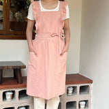 SOLID COLOR COTTON PASTORAL FLORAL SMOCK APRON_CWMM5829