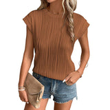 Solid Textured Short Sleeve Pullover Top
