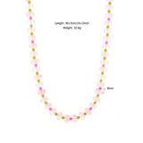 PINK GREEN NATURAL STONE BEADED NECKLACE_CWMM8839