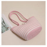 LARGE CAPACITY STRIPED SHOULDER BAG STRAW BAG_CWAB1882