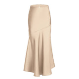 SATIN SKIRT HIGH WAIST STITCHING LONG SKIRT_CWBSS0380