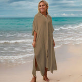 BAMBOO COTTON BEACH COVERUP SOLID COLOR BIKINISHIRT_CWMM6300