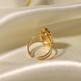 18K GOLD STAINLESS STEEL OVAL PEARL SHELL RING_CWAJE1246