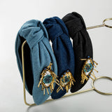 FASHIONABLE EVIL EYE DENIM HEADBAND_CWAHA2130