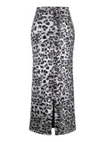 Split High-Waisted Leopard Print Hip Wrap Skirt