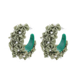 HANDMADE FABRIC FLOWER C HOOP EARRINGS FRESH STYLE_CWMM6280