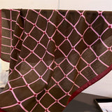 Elegant Plaid Satin Square Neck Scarf Wrap_Cwasc03320