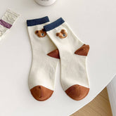CUTE BEAR PATTERN COTTON CREW SOCKS FOR WOMENS_CWMS1360