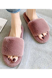 OPEN TOE FLAT FLUFFY WARM INDOOR COZY SLIPPERS_CWSHS171