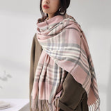 PLAID FAUX CASHMERE SCARF SWEET MID LENGTH WRAP_CWASC0190