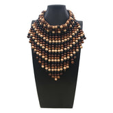 HANDMADE BEADED TASSEL WOOD BEAD NECKLACE_CWMM4966