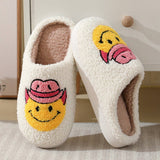 SOFT PLUSH COMFY WESTERN SMILING FACE SLIPPER_CWSHS0247