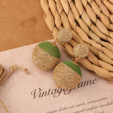 NEW VINTAGE SIMIAN GRASS VINE WOVEN EARRINGS_CWAJE4011
